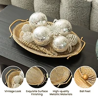 Glitzhome® Gold Oval Metal Decorative Trays Set