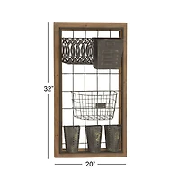 32" Brown Metal Farmhouse Magazine Rack Holder