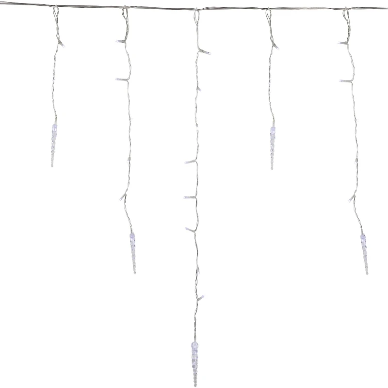LED Ice Pillars Christmas Icicle Light Set - Pure White - 29' Clear Wire - 360ct