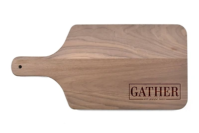 17" Gather Here with Grateful Hearts Walnut Paddle Cutting Board