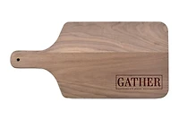 17" Gather Here with Grateful Hearts Walnut Paddle Cutting Board