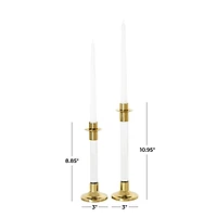 Gold Stainless Steel Candle Holder with Clear Glass Center Set