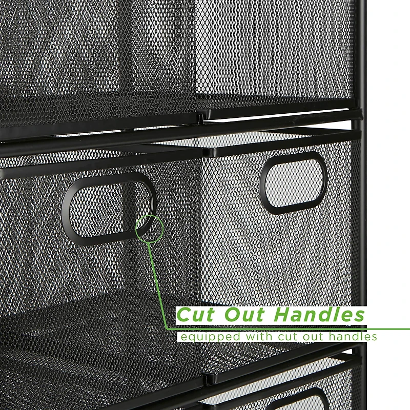 Mind Reader Black 6-Drawer Metal Rolling File Cart