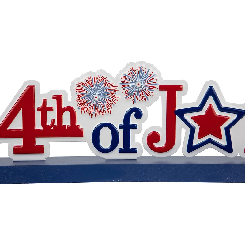11.5" Fireworks 4th of July Patriotic Metal Tabletop Sign