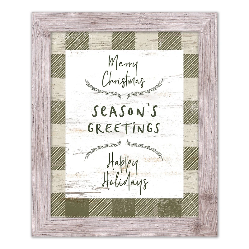 Buffalo Check Holiday Phrases Print in Western White Frame