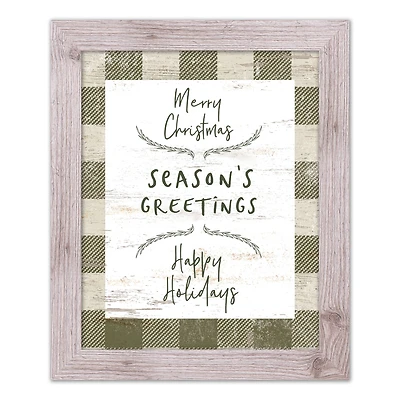 Buffalo Check Holiday Phrases Print in Western White Frame