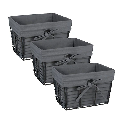DII® Small Gray Lined Vintage Wire Basket, 3ct.