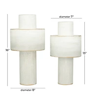 CosmoLiving by Cosmopolitan White Abstract Modern Metal Vase Set