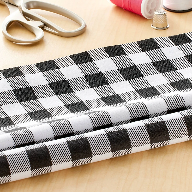 Black Check Cotton Fabric by Loops & Threads™