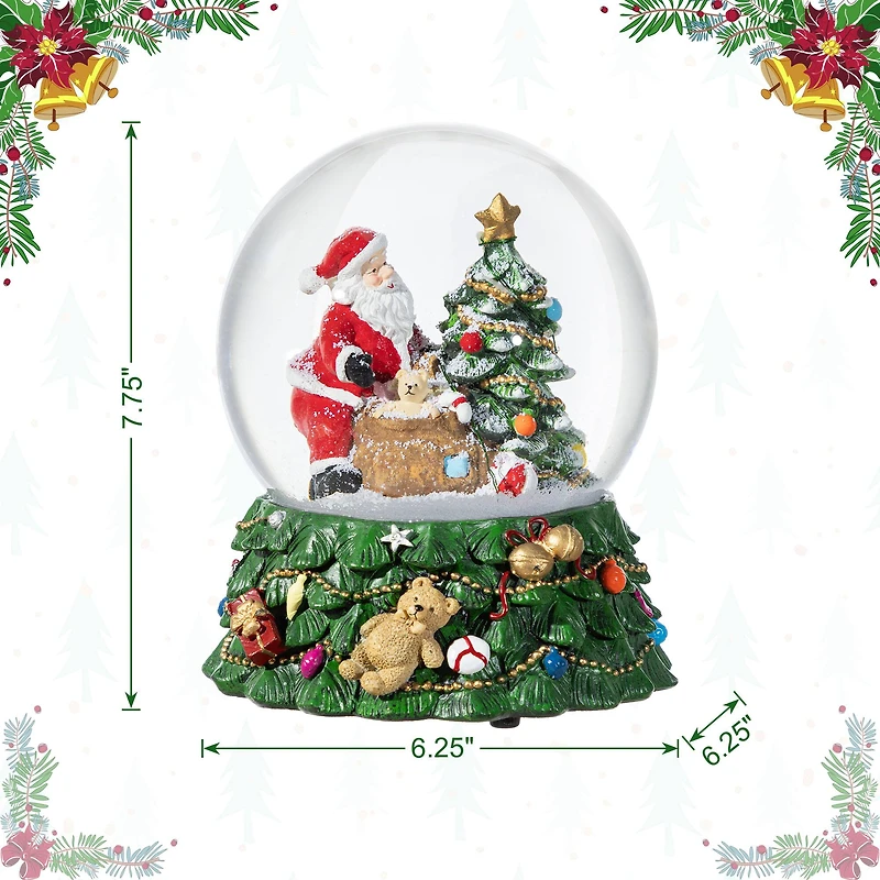 Glitzhome® 150mm Christmas Resin Lighted Musical Snowflakes Santa Waterglobe