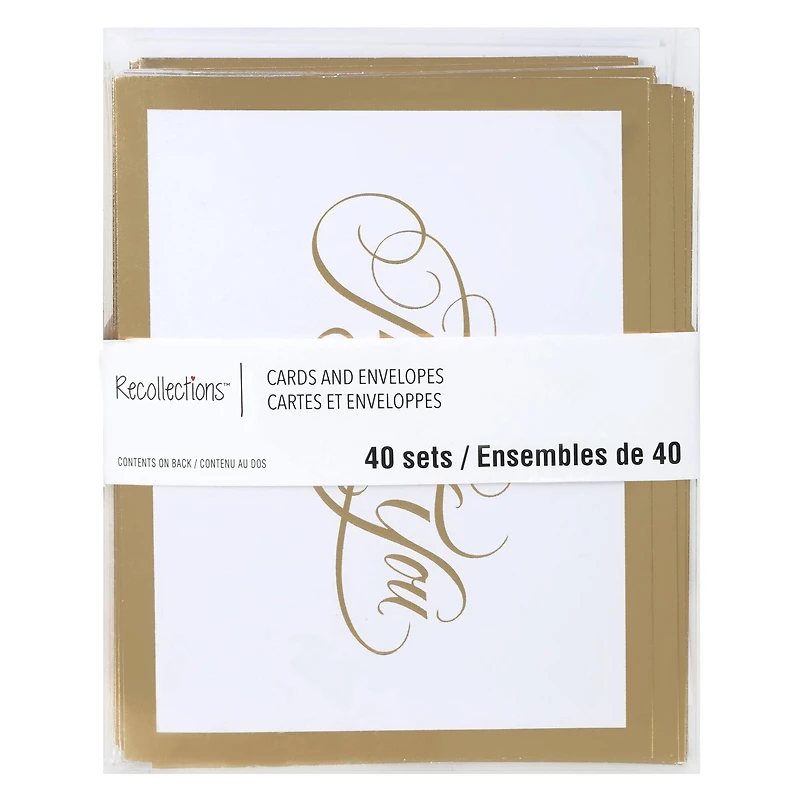 Gold Thank You Cards & Envelopes by Recollections™, 4.25" x 5.5"