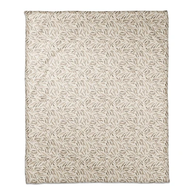 Greige Fall Leaves Fleece Blanket