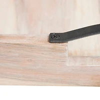 Cream Mango Wood Nesting Tray Set with Black Metal Handles