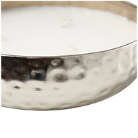 20oz. White Sage Scented White 3 Wick Candle in Hammered Silver Bowl