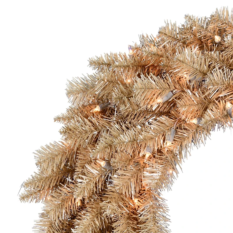 30" Clear Dura-Lit® Gold Fir Wreath