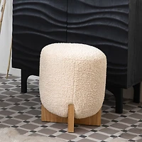 Hello Honey® White Bouclé Fabric Upholstered Ottoman