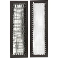 12" x 38" Dark Brown Mango Wood & Macrame Handmade Wall Décor Set