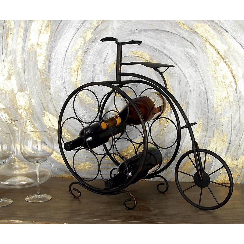 21"  Rustic Brass Bicycle Wine Holder Rack
