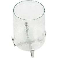16" Clear Glass & Stainless Steel Hurricane Candle Holder