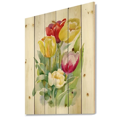 Designart - Bouquet of White and Red Tulips