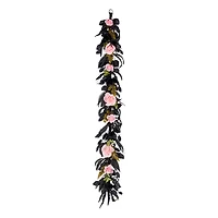 6ft. Cute & Creepy Pink & Black Halloween Flower Pre-Lit LED Garland