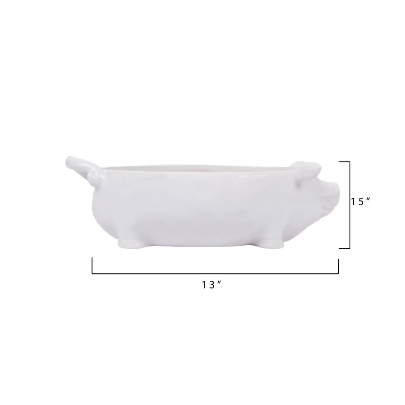 Hello Honey® 12.5" White Ceramic Pig Shaped Bowl