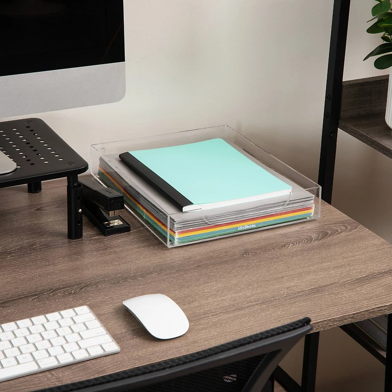 Mind Reader Paper Tray, Desktop Organizer, File Storage, Modern, Office, Acrylic, Clear