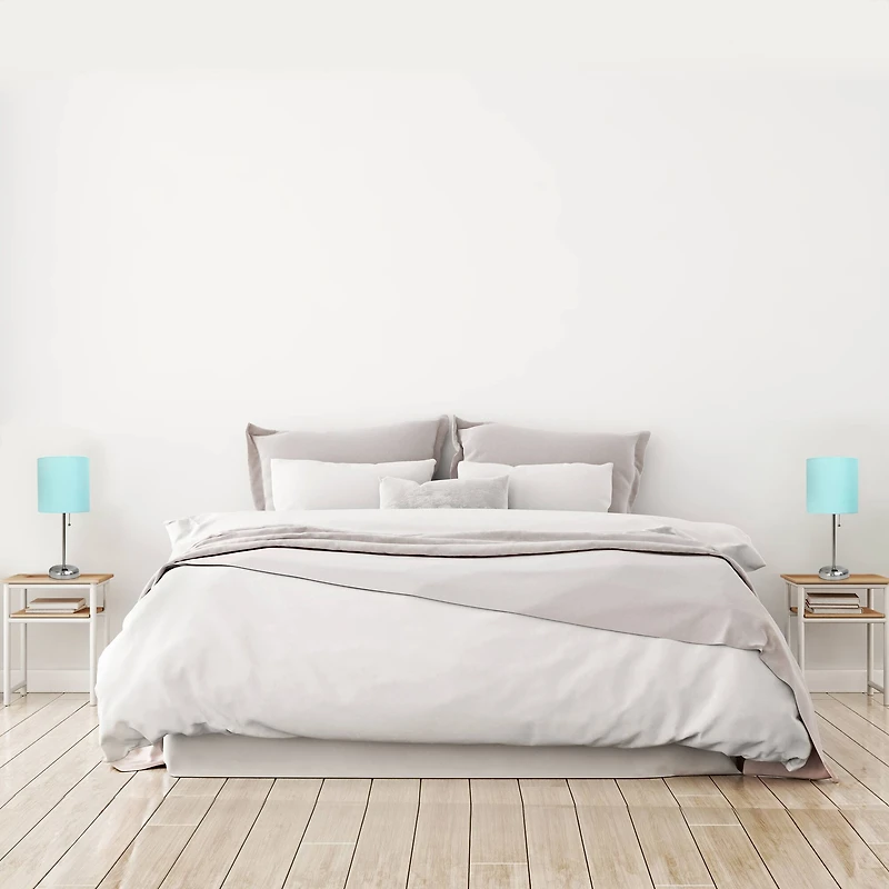 LimeLights 19.5" Brushed Steel Base Lamps with Charging Outlets