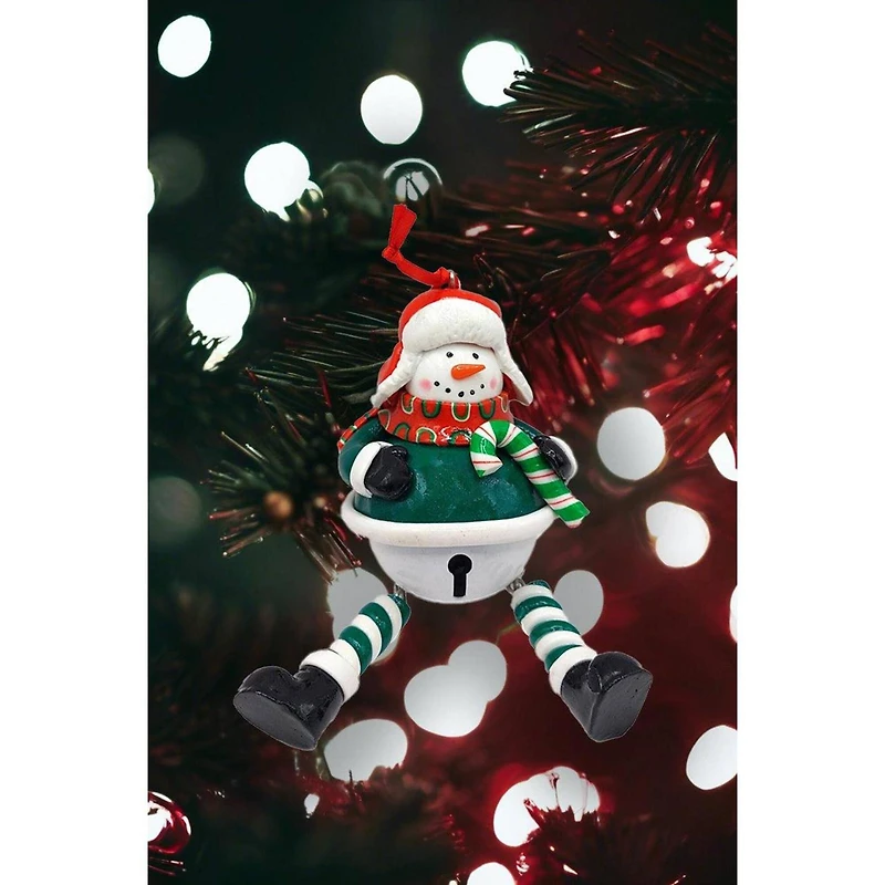 Wizardi 5.31" Glossy Gingerbread Snowman Bell with Dangling Legs Christmas Ornament