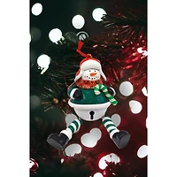 Wizardi 5.31" Glossy Gingerbread Snowman Bell with Dangling Legs Christmas Ornament