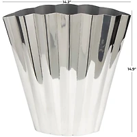 15" Silver Stainless Steel Vase with Zig Zag Edging