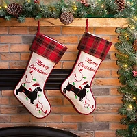 Glitzhome® 21" Merry Christmas Dachshund Stocking, Set Of 2