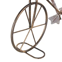 19.5" Frog on Bicycle Metal Garden Sculpture with Gold Accents