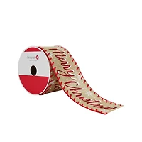 2.5" x 20ft. Merry Christmas Faux Linen Wired Ribbon by Celebrate It®