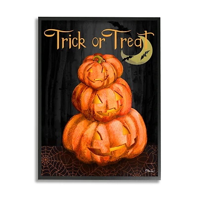 Stupell Industries Trick Or Treat Halloween Jack-o-Lantern Framed Giclee Art