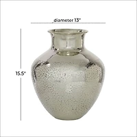 16" Silver Aluminum Contemporary Round Vase