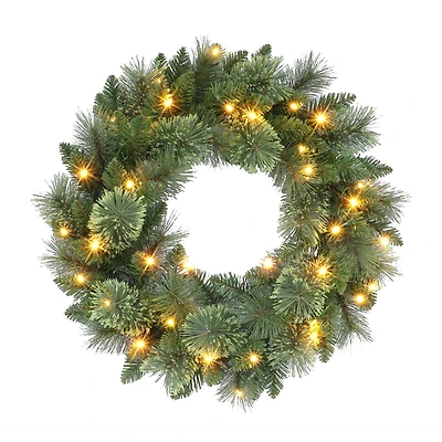 24" Pre-Lit Pine Wreath