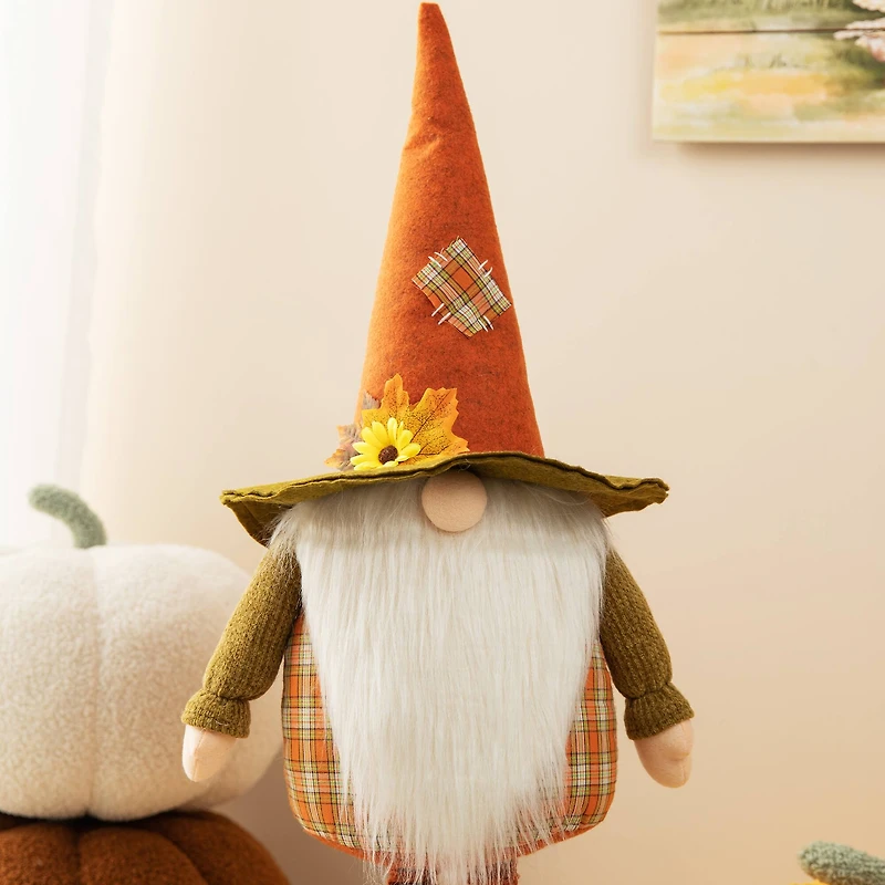 Glitzhome® Telescoped Fabric Fall Gnome Standing Décor