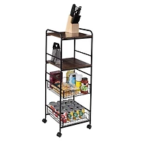 Honey Can Do Black 4-Tier Rolling Cart