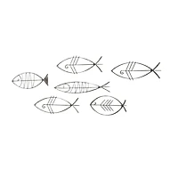 Set of 6 Black Metal Industrial Abstract Wall Decor, 16", 20", 24"