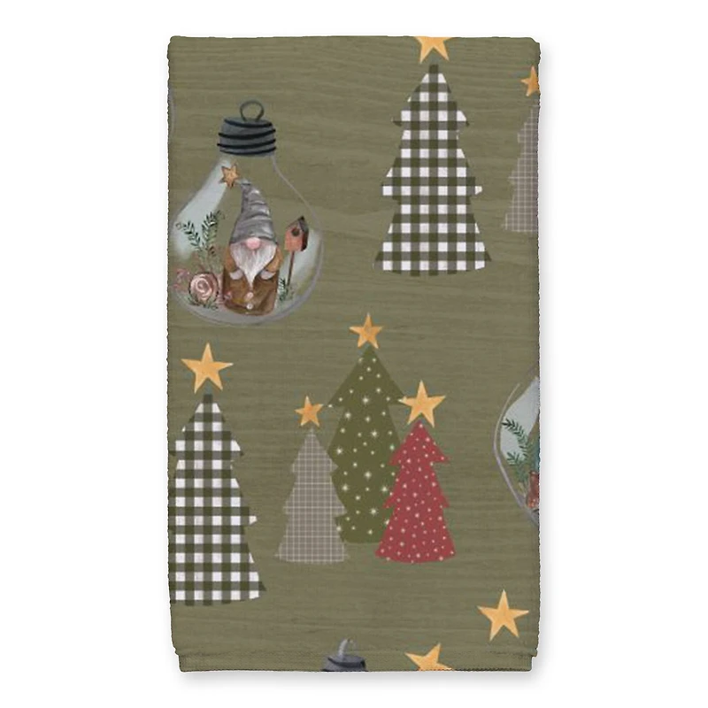 Good Tidings Green Tree & Globe Pattern Tea Towel Set