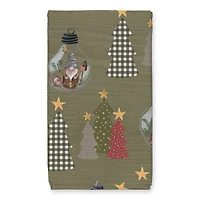 Good Tidings Green Tree & Globe Pattern Tea Towel Set