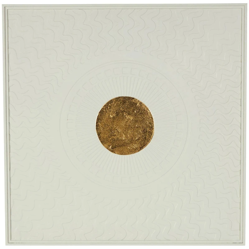 40" White & Gold Metal Geometric Wall Decor with Wavy Pattern