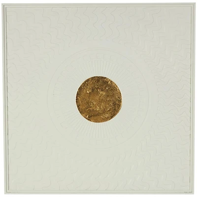 40" White & Gold Metal Geometric Wall Decor with Wavy Pattern