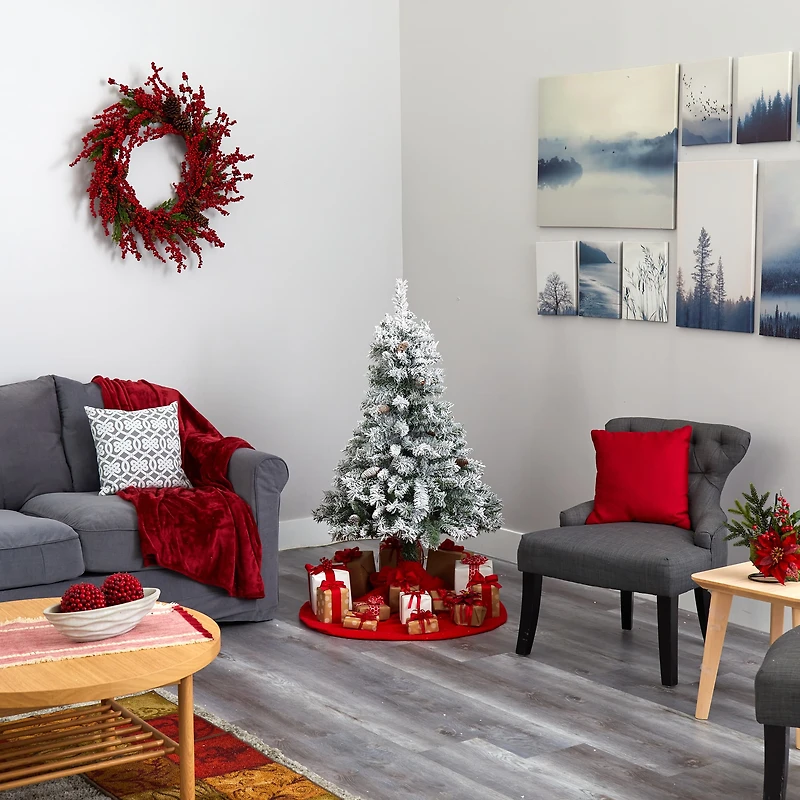 4ft. Pre-Lit White River Mountain Pine Artificial Christmas Tree, Clear LED Lights