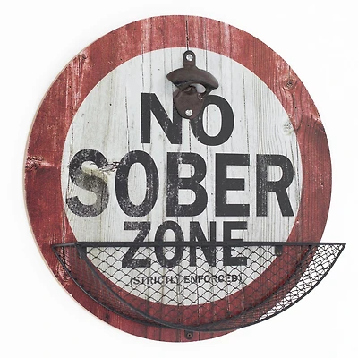 American Art Décor™ No Sober Zone Bottle Opener & Cap Catcher Wall Décor