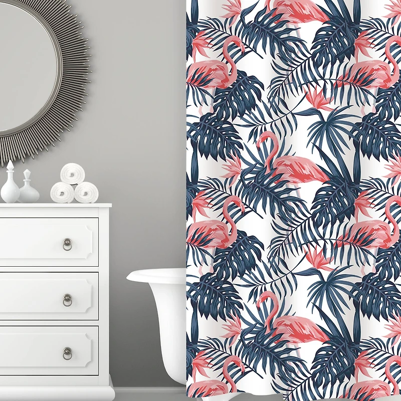 Bath Bliss Flamingo Design Shower Curtain