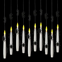 10ct. Warm White Flickering LED Hanging Spider Candles with Remote by Ashland®