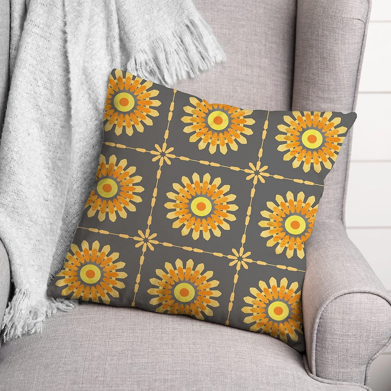 Flower Medallion Throw Pillow