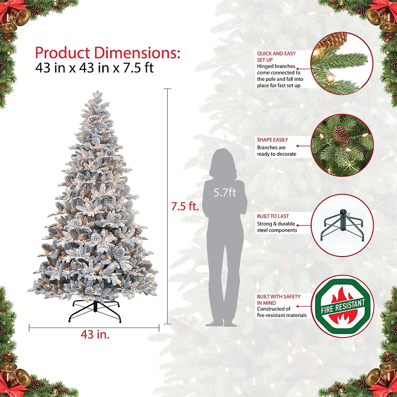 7.5ft. Pre-Lit Slim Westford Spruce Artificial Christmas Tree, Clear Lights